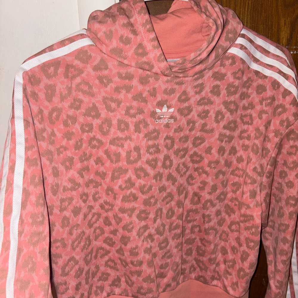 Adidas Coral Leopard Print Hoodie
